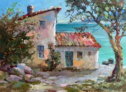 Gemälde, House on the seashore, Suprunchuk Yuriy