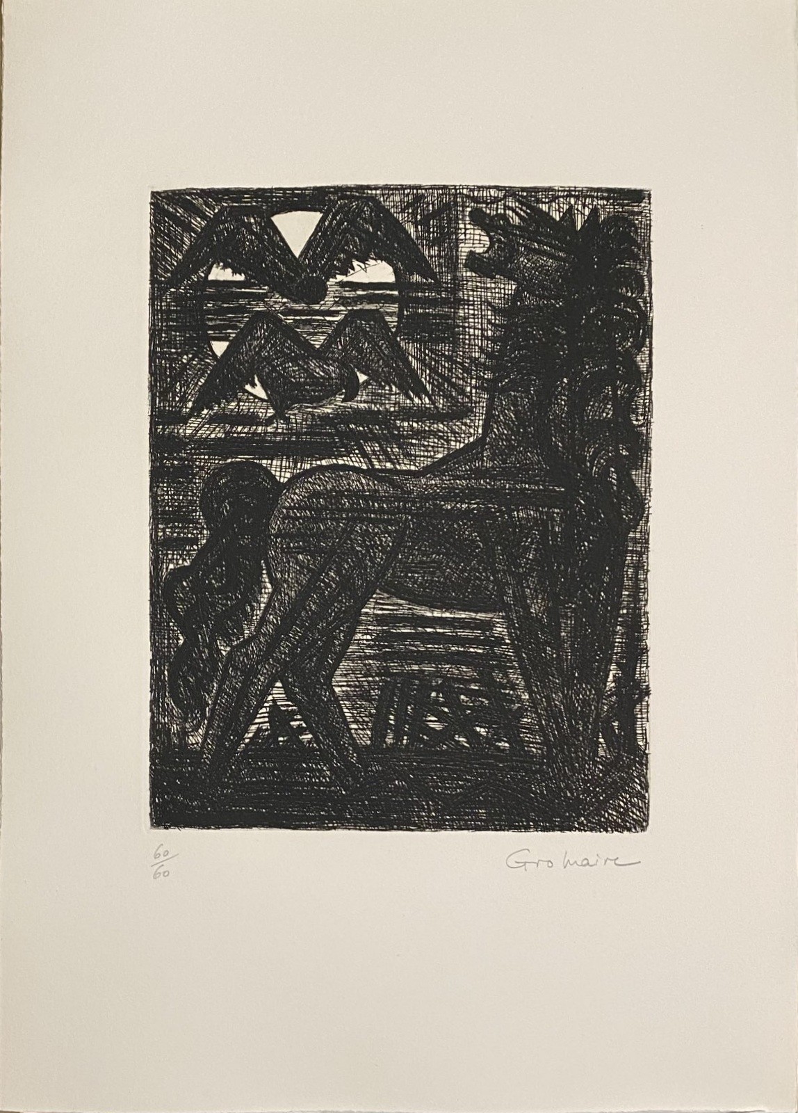 Marcel Gromaire, Macbeth : Présages, cheval noir et oiseau de nuit Marcel Gromaire, Macbeth : Présages, cheval noir et oiseau de nuit