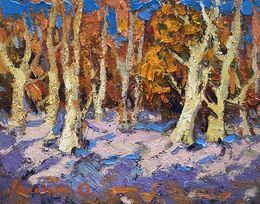 Gemälde, The forest was covered with snow, Ivanyuk Oleksiy