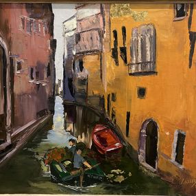 Gemälde, Transporteur de fleurs à Venise, Laury Merle