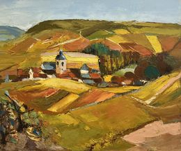 Gemälde, Village en Champagne- Cumière, Laury Merle
