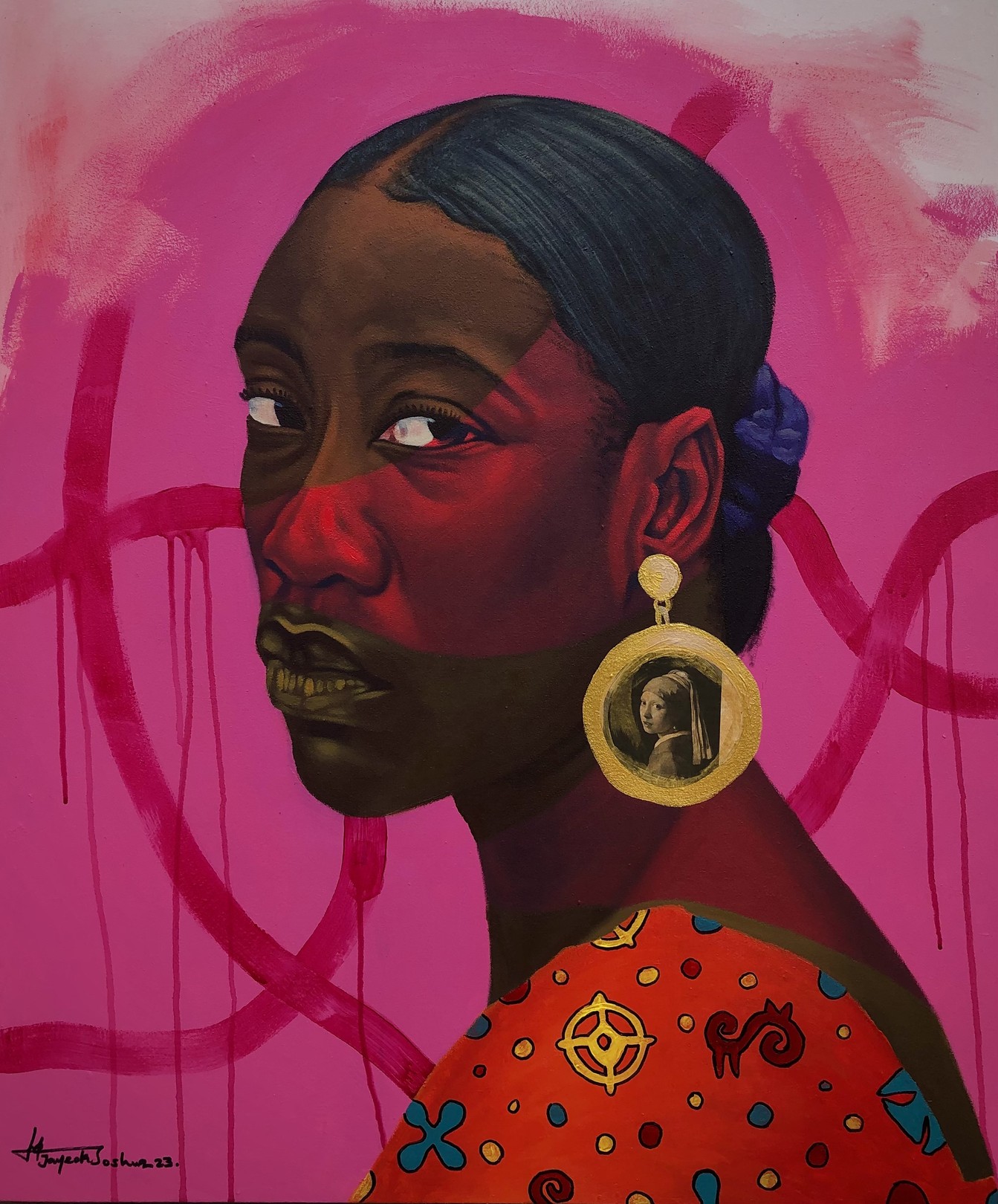 Jayeola Joshua, Lady in Pearl -21st Century, Contemporary, Figurative Portrait, Women, Beautiful Jayeola Joshua, Lady in Pearl -21st Century, Contemporary, Figurative Portrait, Women, Beautiful