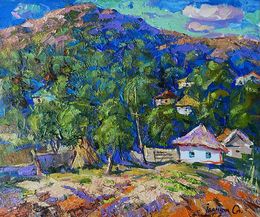 Gemälde, A village in a valley, Ivanyuk Oleksiy