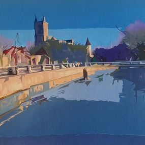 Gemälde, Paysage à Troyes. ( Bassin de la Préfecture)., Pierre Wuillaume