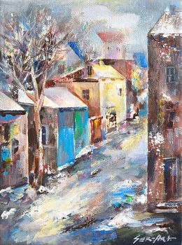 Painting, Snow-Dusted Village Street, Seyran Gasparyan