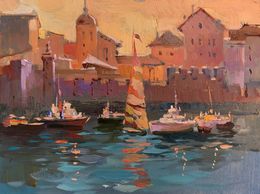 Gemälde, Evening at the yacht club, Suprunchuk Yuriy