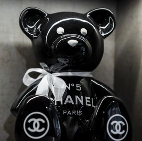 Sculpture, 35cm CH Tribute, Full Black Teddy, Naor