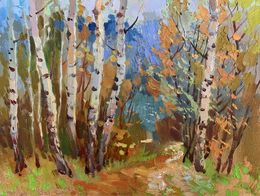 Painting, Autumn birch grove, Suprunchuk Yuriy