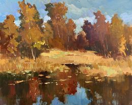 Painting, Golden autumn and gentle river, Suprunchuk Yuriy