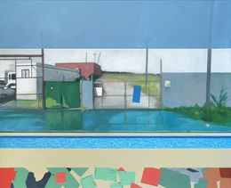 Gemälde, Pool with industrial zone, Patrick Santoni