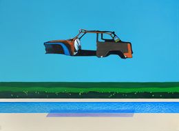 Gemälde, Pool with flying car, Patrick Santoni