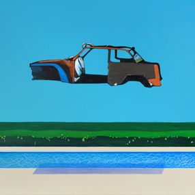 Pintura, Pool with flying car, Patrick Santoni