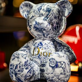 Sculpture, 35cm CD Collage Tribute, No Collar Teddy, Naor