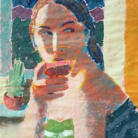 Gemälde, Ragazza che beve da una ciotola di vetro, Luigi Iona