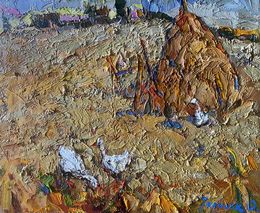 Gemälde, Geese in the fields, Oksana Ivanyuk