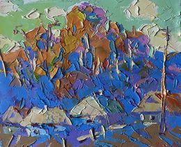 Painting, Village in the shadow of the forest, Ivanyuk Oleksiy