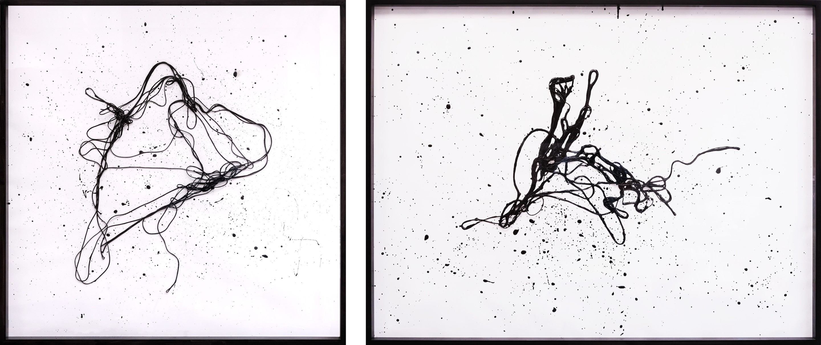 Clemens Wolf, Black and White III and II, Line Drawing, Diptych Clemens Wolf, Black and White III and II, Line Drawing, Diptych
