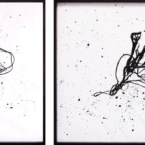 Fine Art Drawings, Black and White III and II, Line Drawing, Diptych, Clemens Wolf