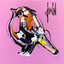 Peinture, Oiseau sur fond vert, David Jamin