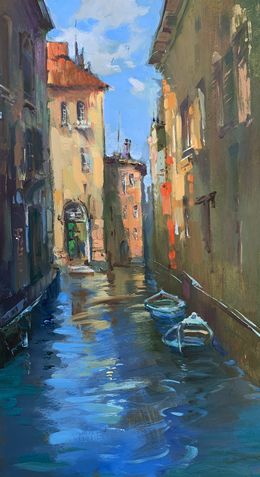 Painting, On boats through the city streets, Suprunchuk Yuriy