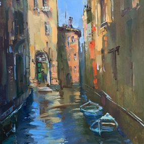 Peinture, On boats through the city streets, Suprunchuk Yuriy