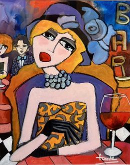 Painting, Femme au chapeau, Martine Fauve Dechavanne
