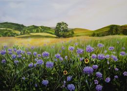 Peinture, Landscape with flowers, Simona Tsvetkova
