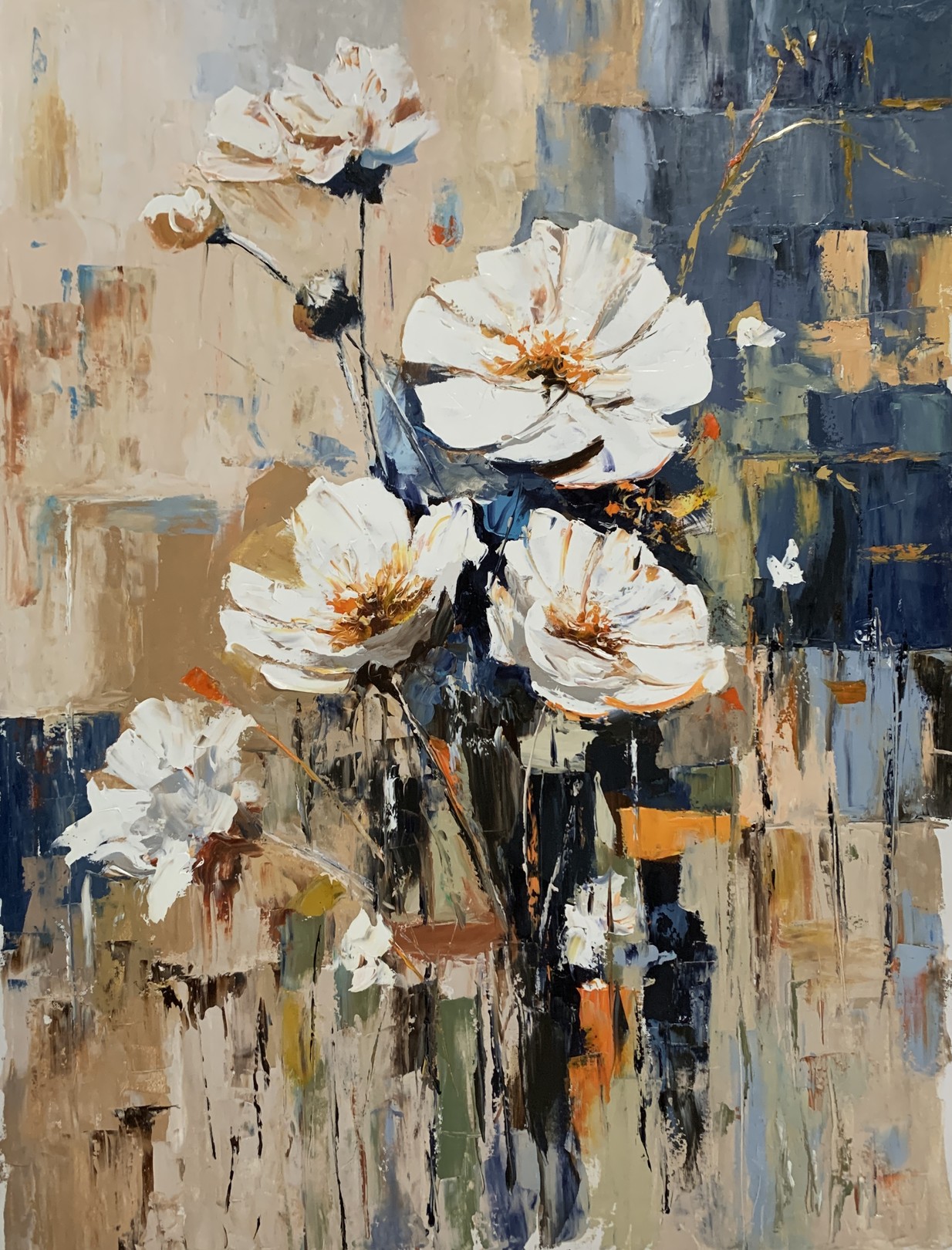 Schagen Vita, White flowers abstraction Schagen Vita, White flowers abstraction