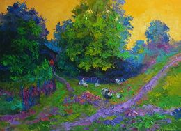 Painting, Evening and yellow sunset, Boris Serdyuk