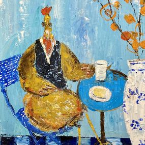 Gemälde, Mister Rooster’s Morning Coffee and Cake, ShuJie Wang