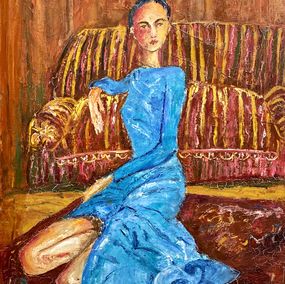 Painting, Prima Donna en robe bleu, ShuJie Wang
