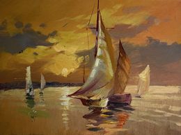 Gemälde, In the evening at sea, Suprunchuk Yuriy