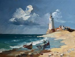 Gemälde, Boats at the lighthouse, Suprunchuk Yuriy