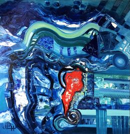 Gemälde, Mer Abstraite Agitée, José Perez Hernandez