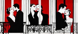 Gemälde, Triptych: Lovers in a Paris Window, Kristina Mallen