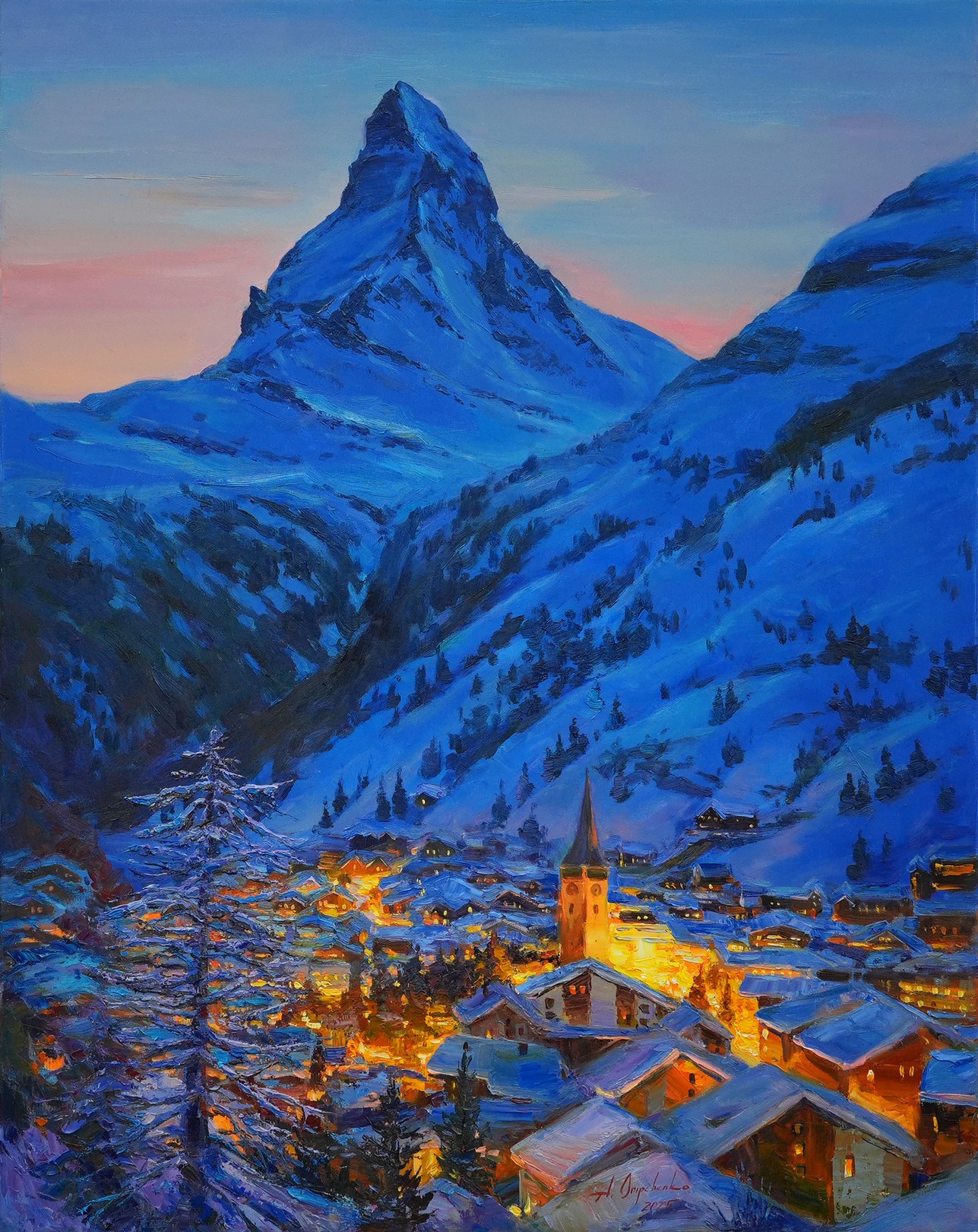 Alisa Onipchenko-Cherniakovska, Evening at the Matterhorn Alisa Onipchenko-Cherniakovska, Evening at the Matterhorn