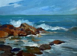 Gemälde, The waves are hitting the rocks, Suprunchuk Yuriy