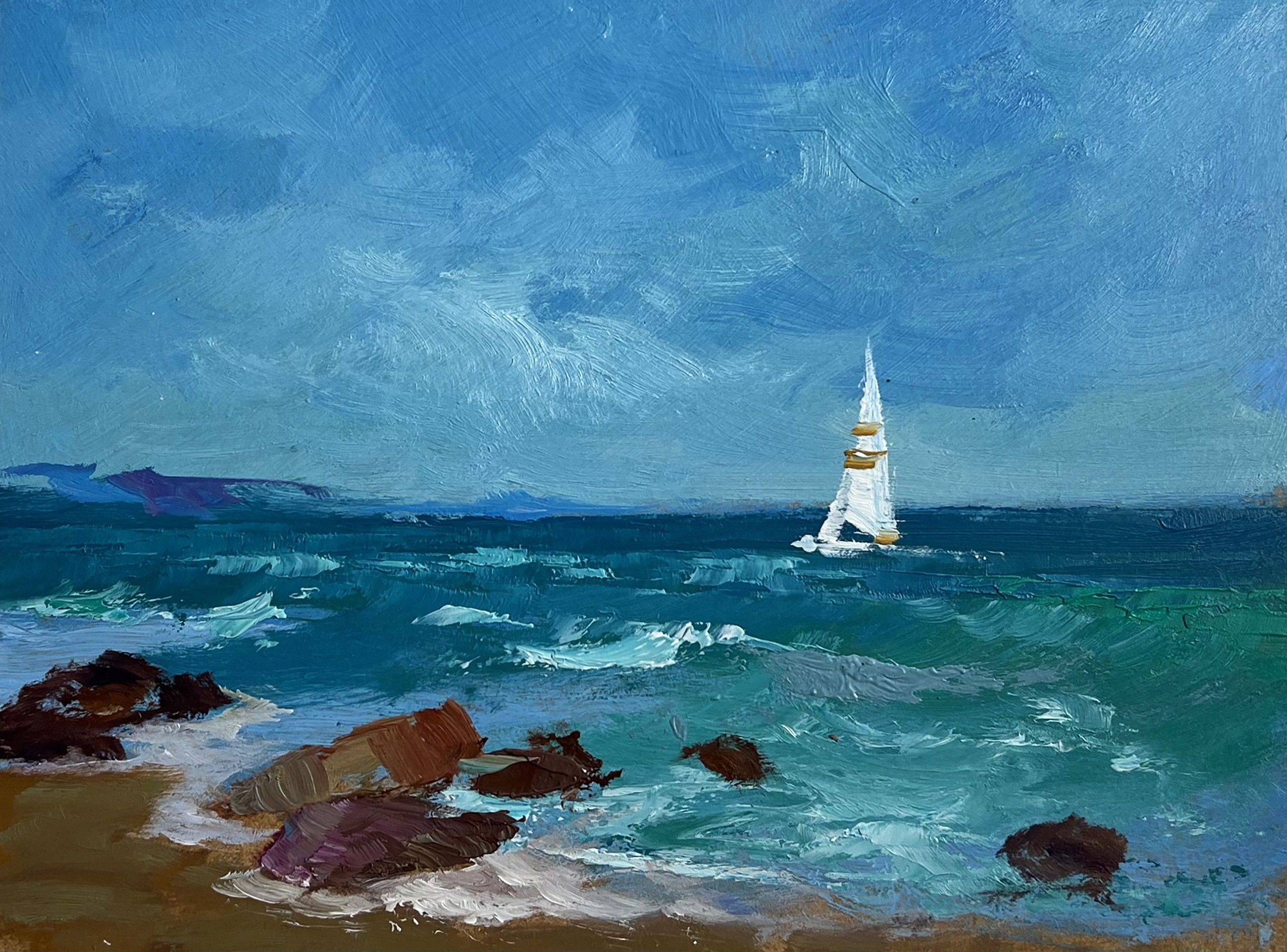 Suprunchuk Yuriy, A lonely sailboat at sea Suprunchuk Yuriy, A lonely sailboat at sea