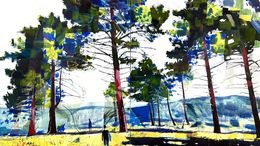 Painting, Bosque con niños, Manuel Perez