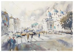 Gemälde, Day in Saint-Petersburg Watercolor cityscape, Irina Pronina