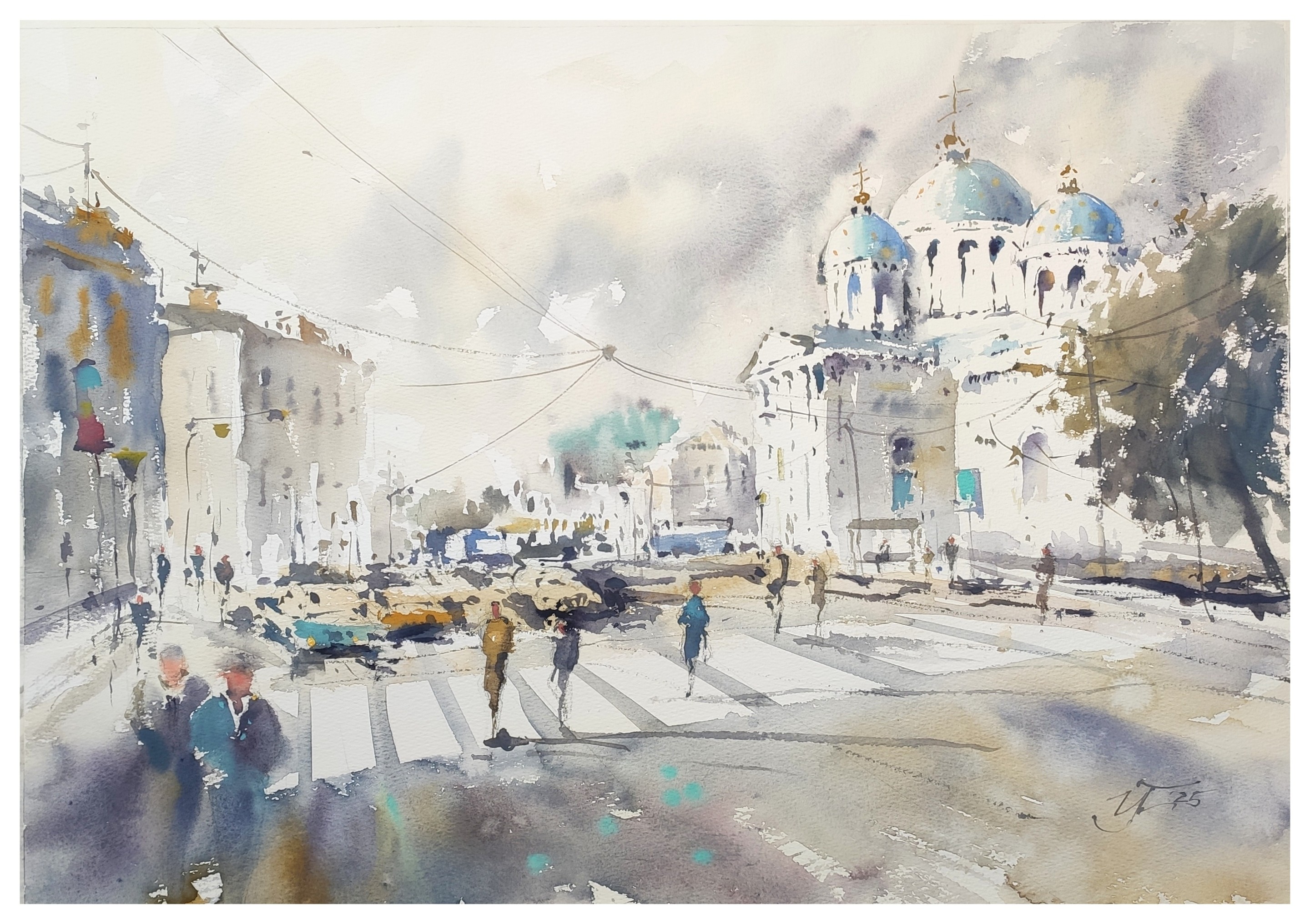 Irina Pronina, Day in Saint-Petersburg Watercolor cityscape Irina Pronina, Day in Saint-Petersburg Watercolor cityscape
