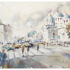 Gemälde, Day in Saint-Petersburg Watercolor cityscape, Irina Pronina