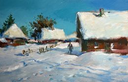Gemälde, Clearing snow from the yard, Suprunchuk Yuriy