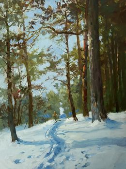 Gemälde, Walking through the snowy forest, Suprunchuk Yuriy