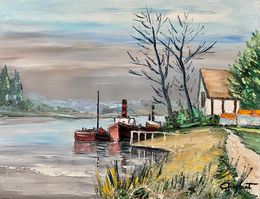 Gemälde, Bord de Seine, d'après Hénocque CPBD1022, Lucien Gondret