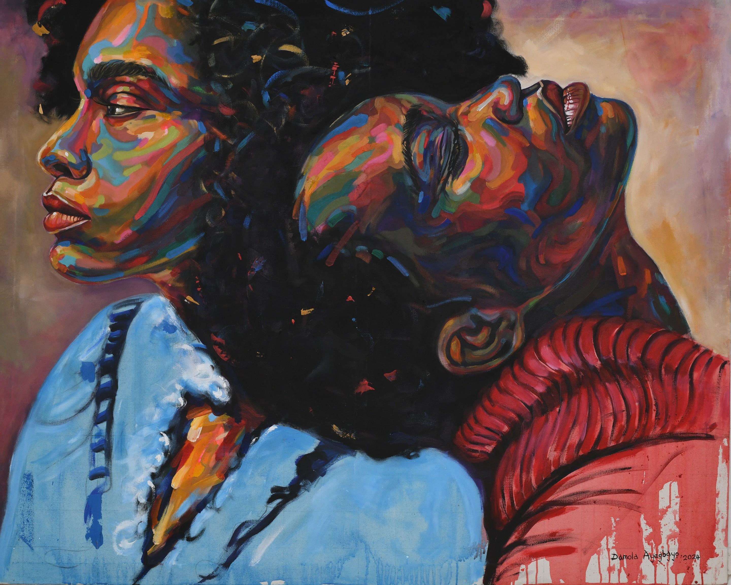 Damola Ayegbayo, Sisterhood 2 - 21st Century, Contemporary, Figurative Portrait, Women Africa Love Damola Ayegbayo, Sisterhood 2 - 21st Century, Contemporary, Figurative Portrait, Women Africa Love