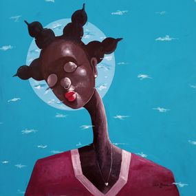 Gemälde, Healing 2 - 21st Century, Contemporary, Figurative Portrait, Women, Blue, Africa, Loje Oluwaseun