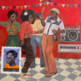 Gemälde, Disco Night - 21st Century, Contemporary, Figurative, Africa Party, Love, People, Morakinyo Femi