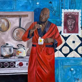 Gemälde, Rise and Shine - 21st Century, Contemporary, Figurative, Africa, Coffee, People, Morakinyo Femi