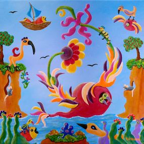 Painting, Au pays des coquecigrues, Françoise Leblond